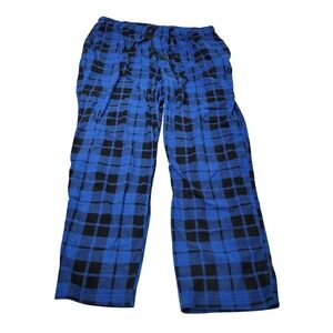 The Foundry Supply Co Mens Blue Black Plaid Fleece Pajama Pants 3XLT